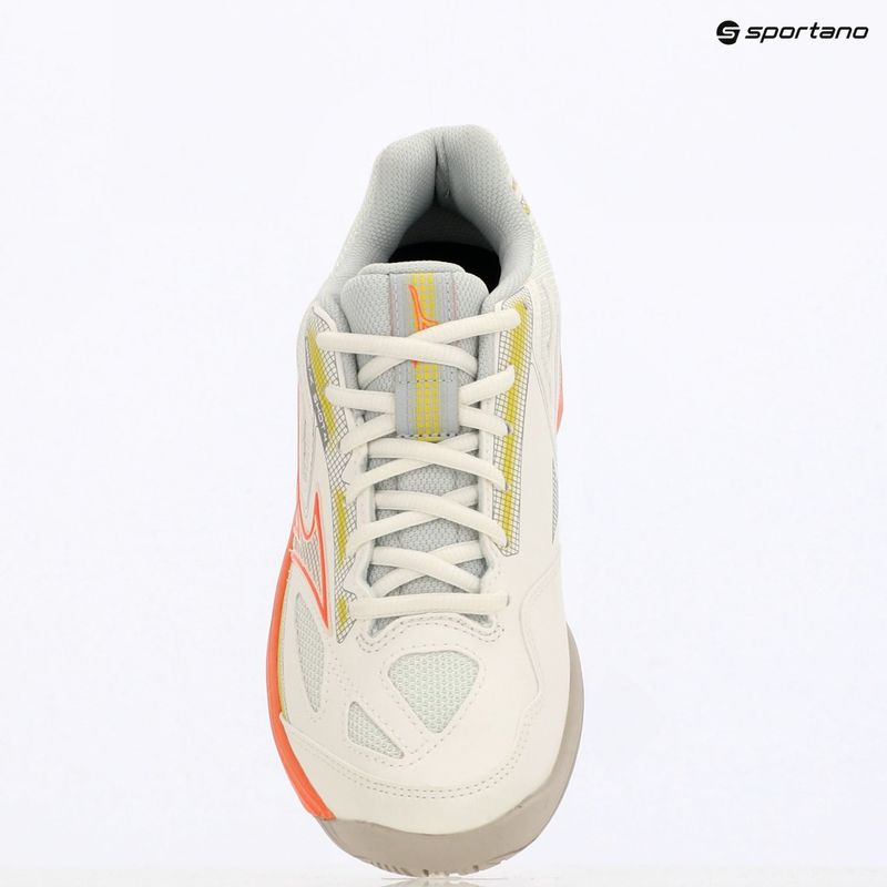 Dámske tenisové topánky Mizuno Break Shot 4 AC snow white/ neon flame/ ghost gray 9