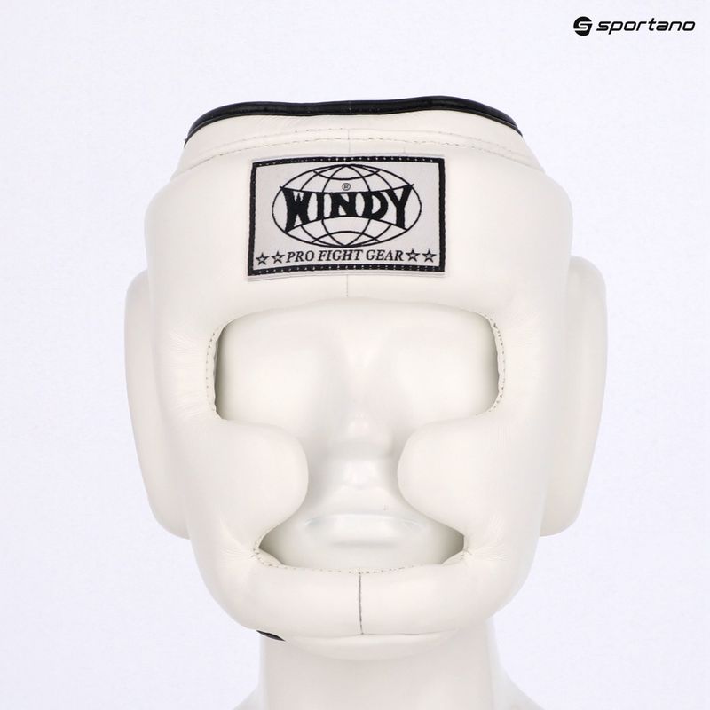 Boxerská prilba WINDY Genuine Leather white 6
