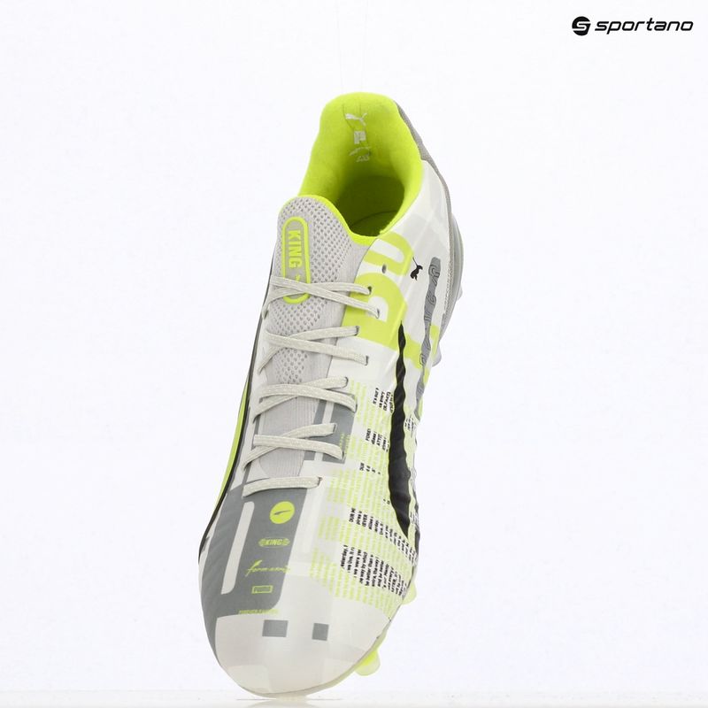 Pánske kopačky PUMA King Ultimate Forever FG/AG biela šedá/electric lime/puma white/flat light gray 9