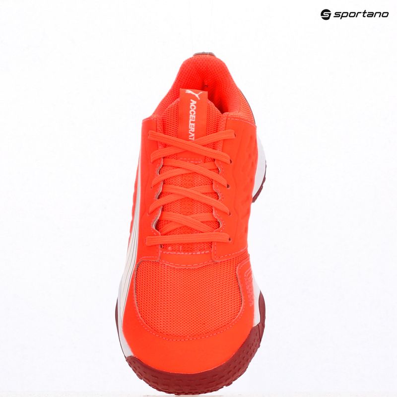Detské hádzanárské topánky PUMA Accelerate Jr glowing red/white/dark crimson/black 12