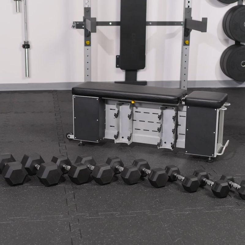 Súprava TREXO Posilňovacia Lavica Storage + Činky Hex black 16