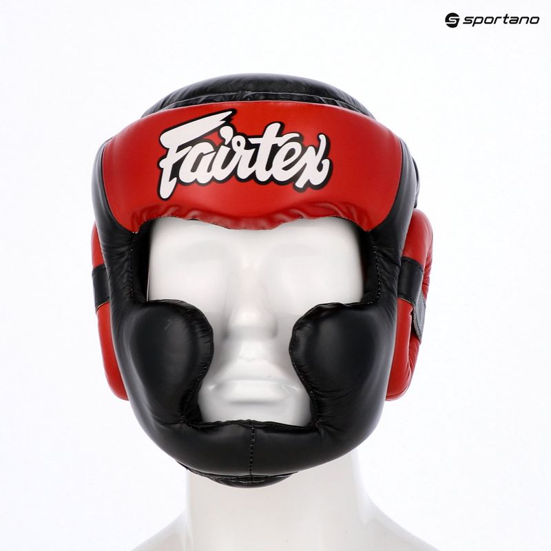 Boxerská prilba Fairtex Diagonal Vision Sparring - Full Head Coverage black/rd 6