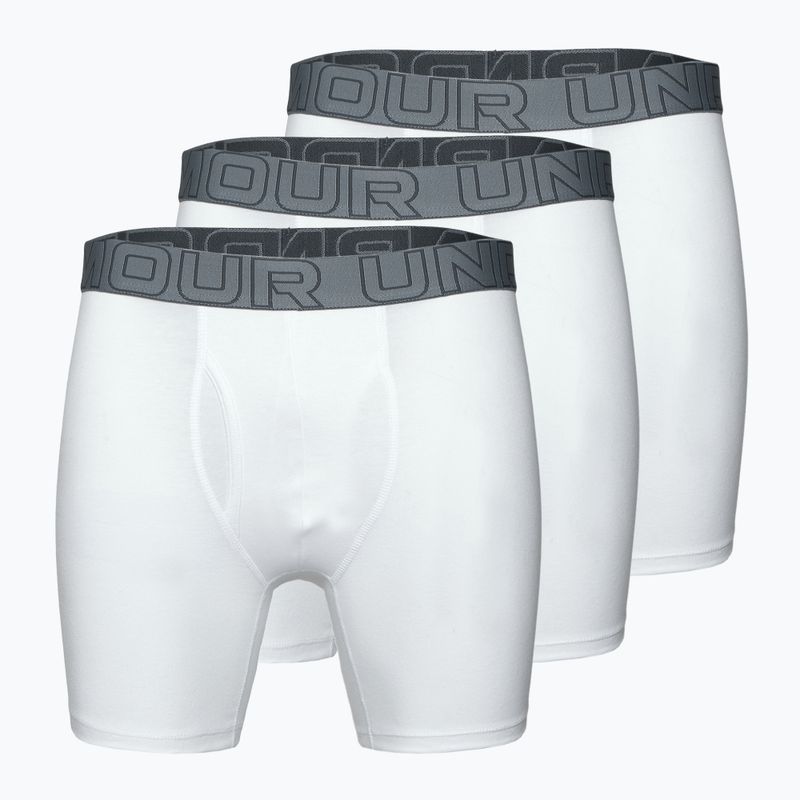 Pánske boxerky  Under Armour Perf Cotton 6" 3 pary white/black