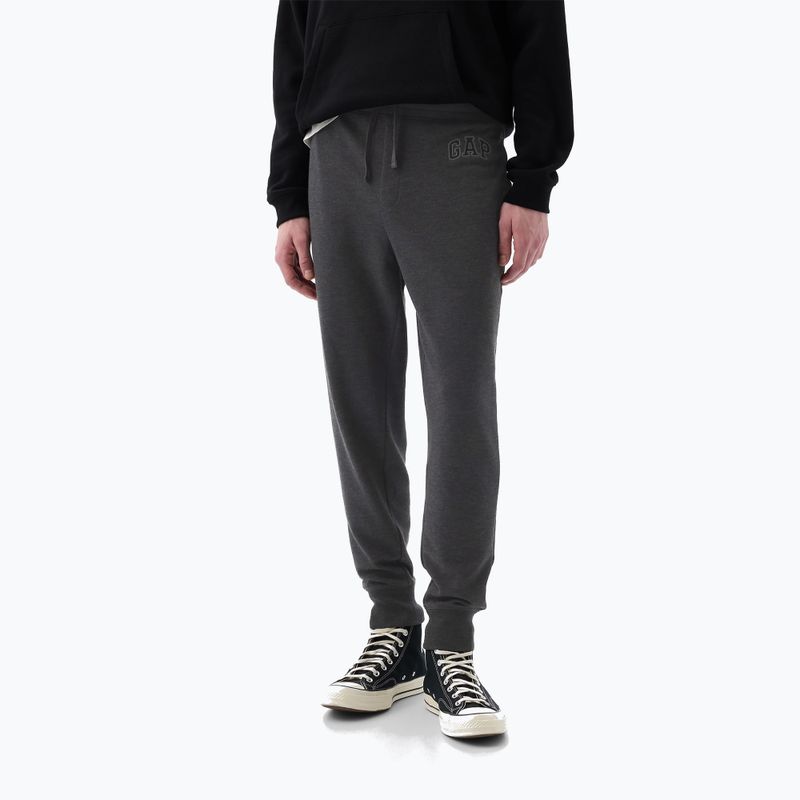 Pánske nohavice GAP Heritage French Terry Loggo Jogger charcoal heather grey