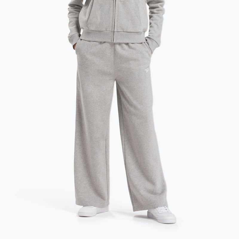 Dámske tepláky Reebok Identity Small Logo Fleece WIde Leg medium grey heather