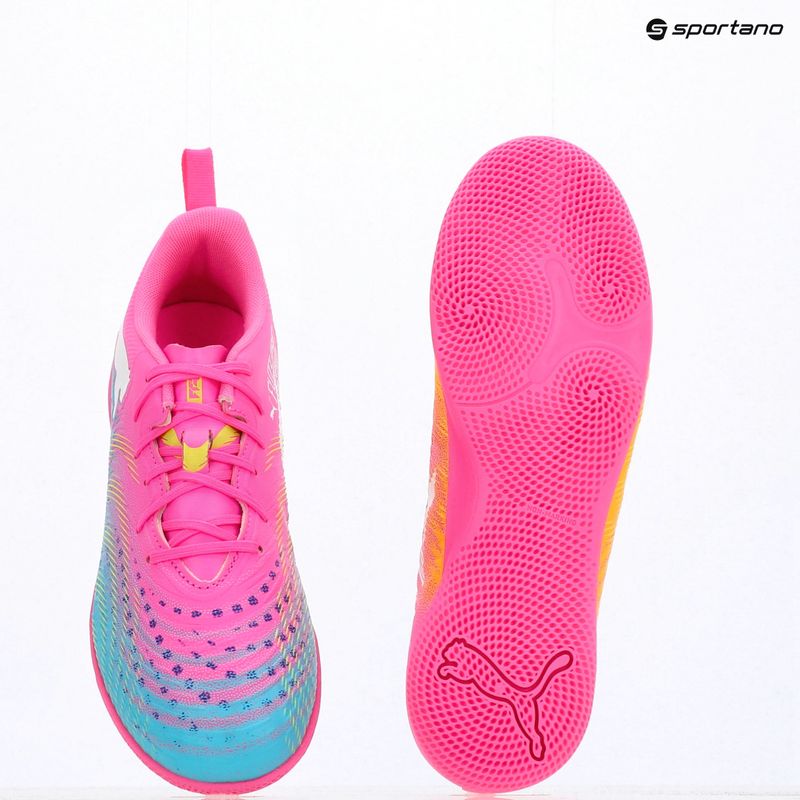 Detské kopačky PUMA Future 9 Play IT Jr poison pink/puma wht/sun stream/bright aqua/puma blk 17