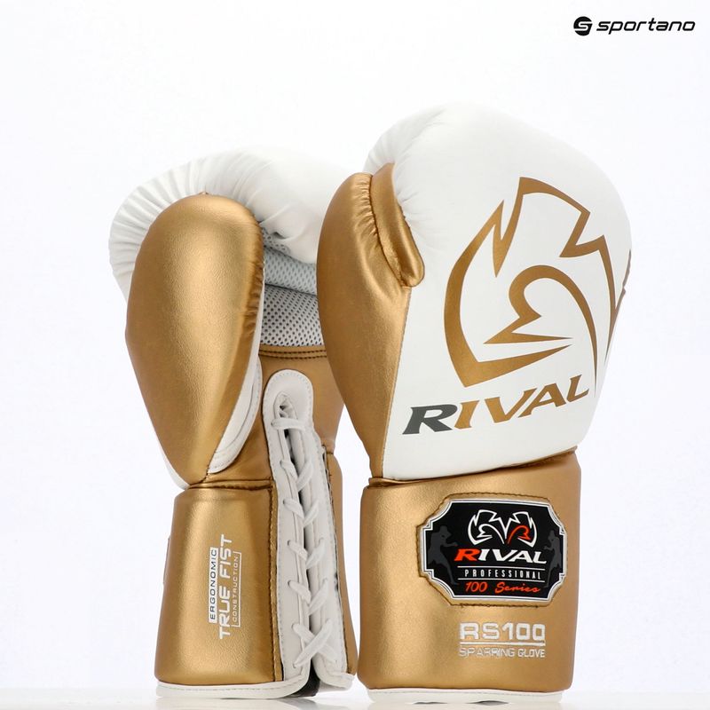 Boxerské rukavice Rival RS100 Professional white/gold 5