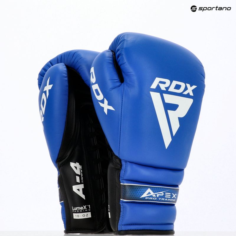 Boxerské rukavice RDX Apex Lace Up Training Sparring Boxing blue 13
