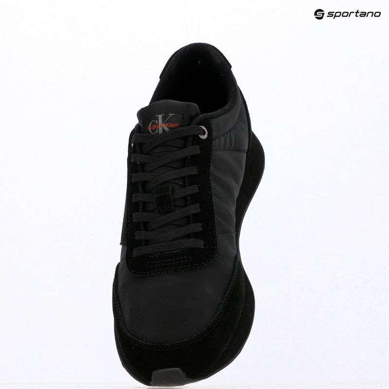Pánske topánky Calvin Klein HM0HM02212 Retro Runner Bans Leather Suede triple black/adrenaline rush 9