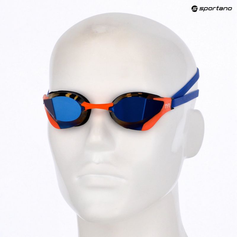 Plavecké okuliare TYR Tracer-X RZR Mirrored blue/orange 6