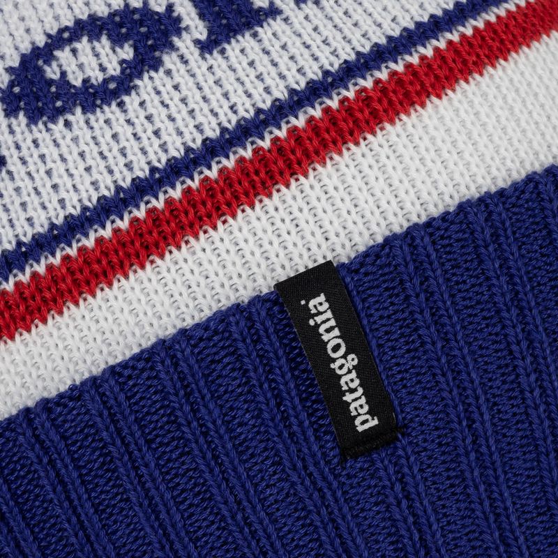 Patagonia Powder Town zimná čiapka park stripe / viking blue 4