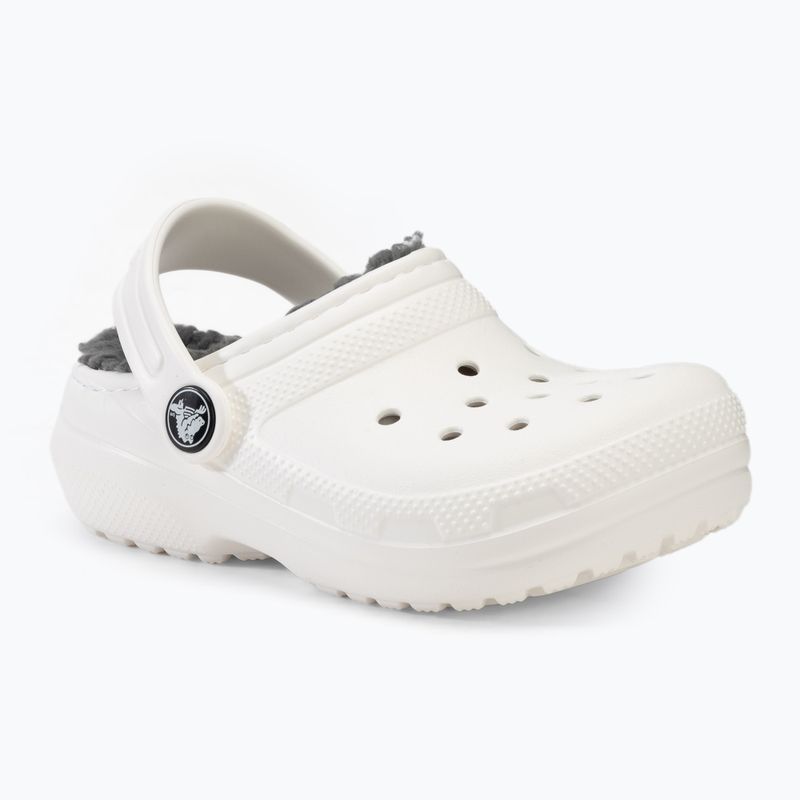 Detské šľapky Crocs Classic Lined Clog Toddler white/grey 2