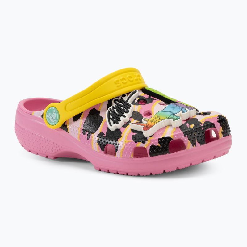 Detské šľapky Crocs Ron English Party Animals Classic Clog Kids pink lemonade/multi