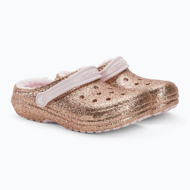 Detské žabky Crocs Classic Lined Glitter Clog gold/barely pink 5