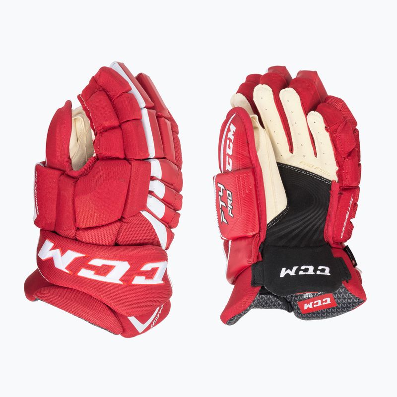 Hokejové rukavice CCM JetSpeed FT4 Pro SR červená/biela