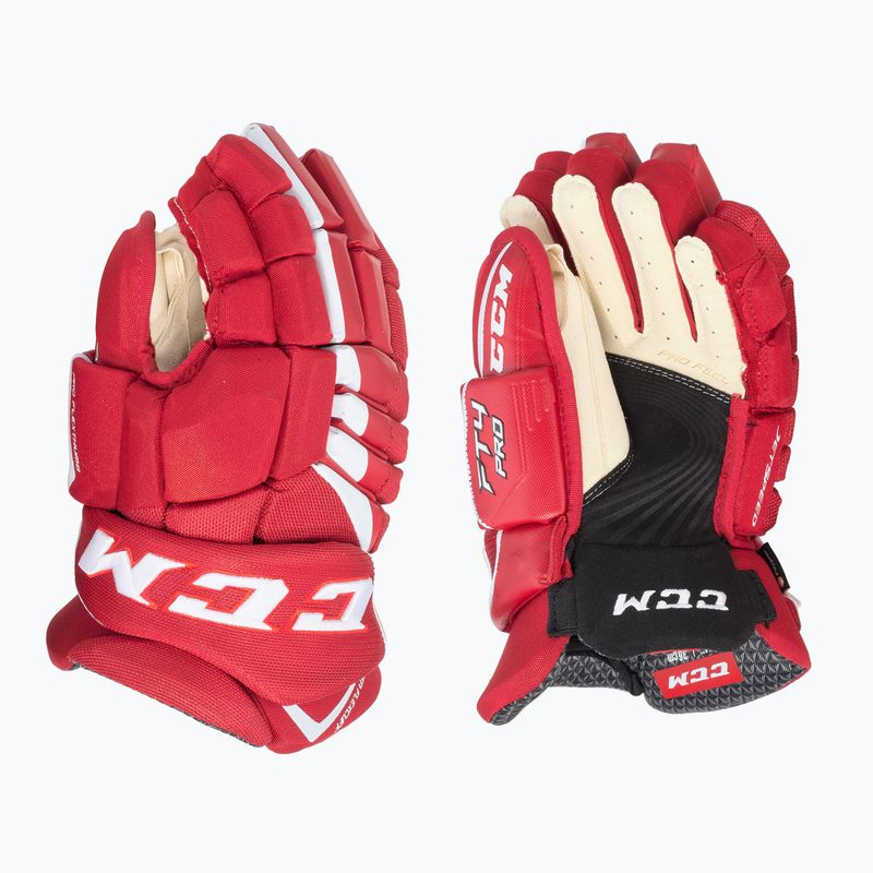 Detské hokejové rukavice CCM JetSpeed FT4 JR červená/biela