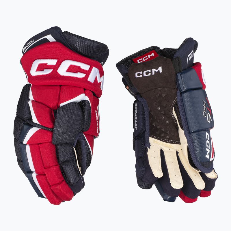 Hokejové rukavice CCM JetSpeed FT6 Pro SR navy/red/white 2