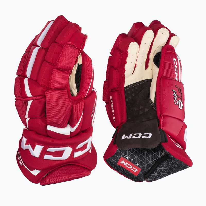 Hokejové rukavice CCM JetSpeed FT6 Pro SR červená/biela