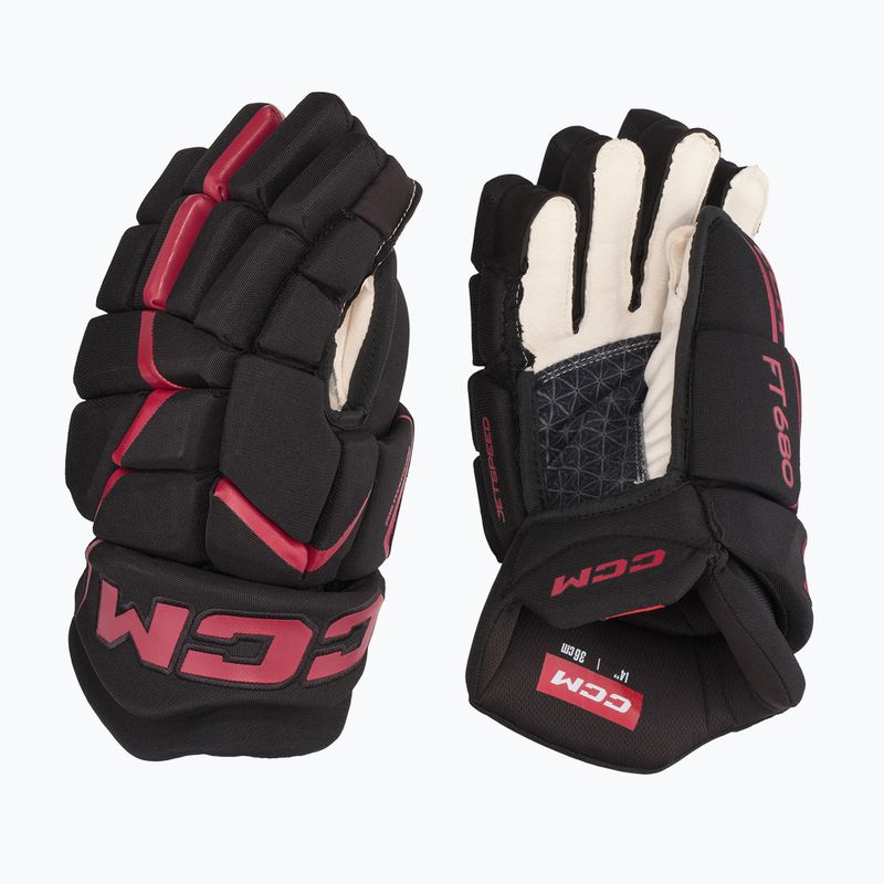 Hokejové rukavice CCM JetSpeed FT680 SR black/red