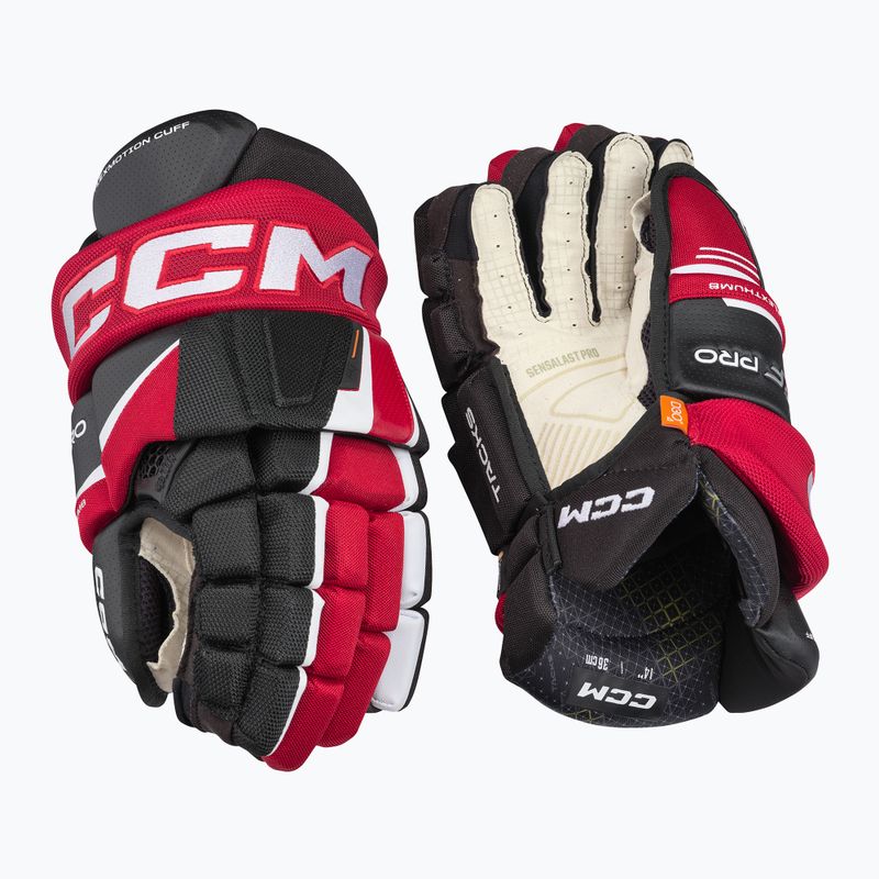 Hokejové rukavice CCM Tacks XF Pro SR black/red/white 2