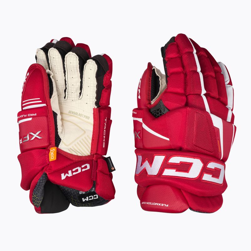 Hokejové rukavice CCM Tacks XF Pro SR červená/biela