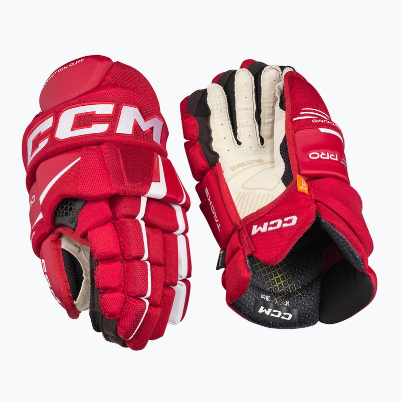 Hokejové rukavice CCM Tacks XF Pro SR červená/biela 2