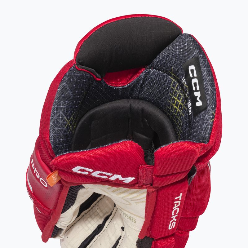 Hokejové rukavice CCM Tacks XF Pro SR červená/biela 4