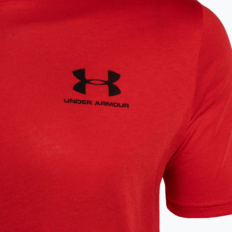 Under Armour Sportstyle Left Chest SS pánske tréningové tričko červená/čierna 6