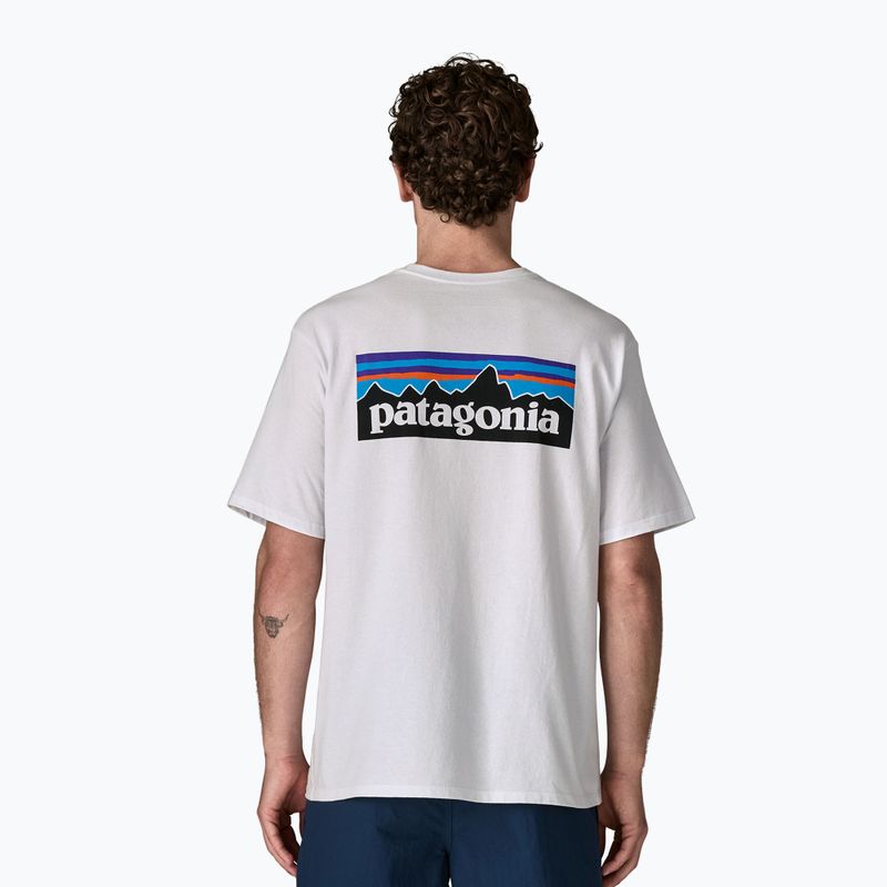 Pánske trekingové tričko Patagonia P-6 Logo Responsibili-Tee white 4