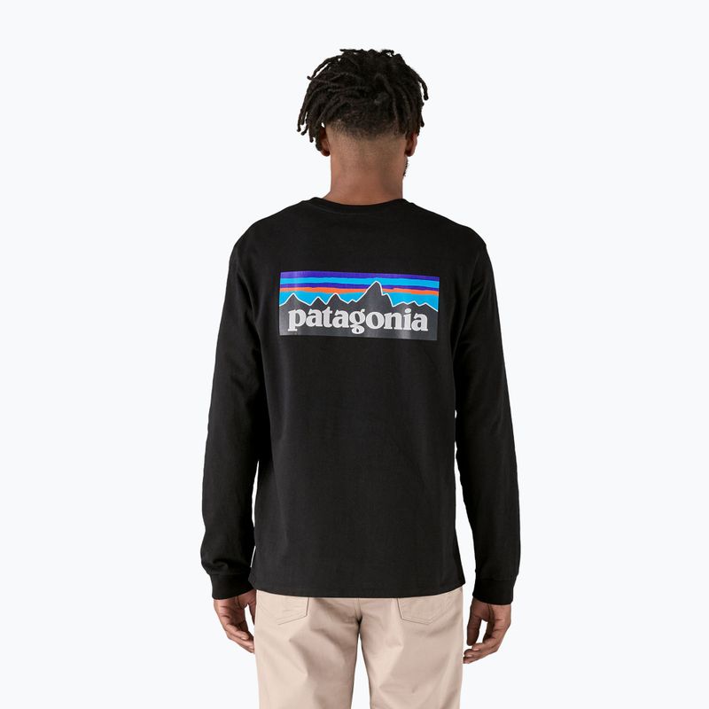 Pánske trekingové tričko s dlhým rukávom Patagonia P-6 Logo Responsibili black 3