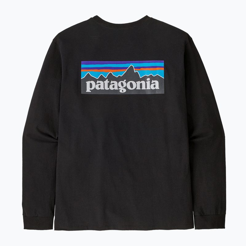 Pánske trekingové tričko s dlhým rukávom Patagonia P-6 Logo Responsibili black 5