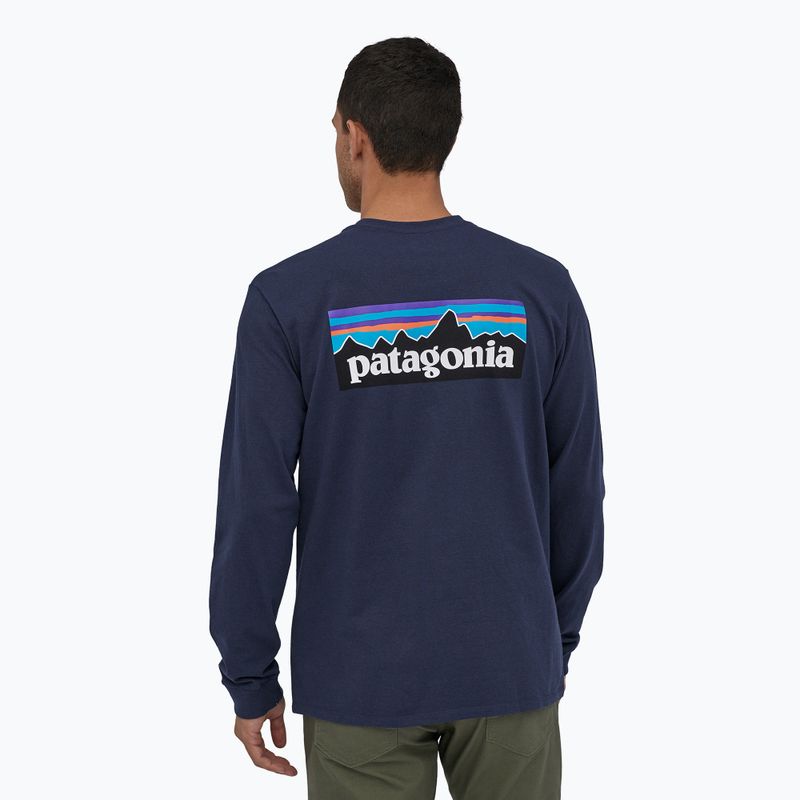 Pánske trekingové tričko s dlhým rukávom Patagonia P-6 Logo Responsibili classic navy 2