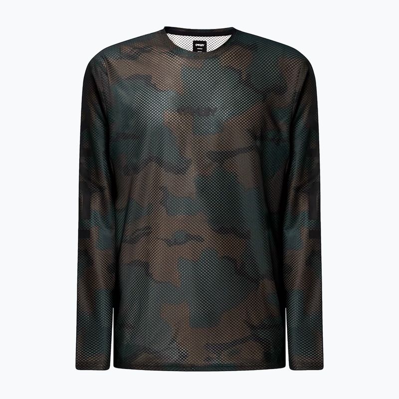 Pánsky cyklistický dres Oakley Ride Free LS šedo-zelený FOA4455 8