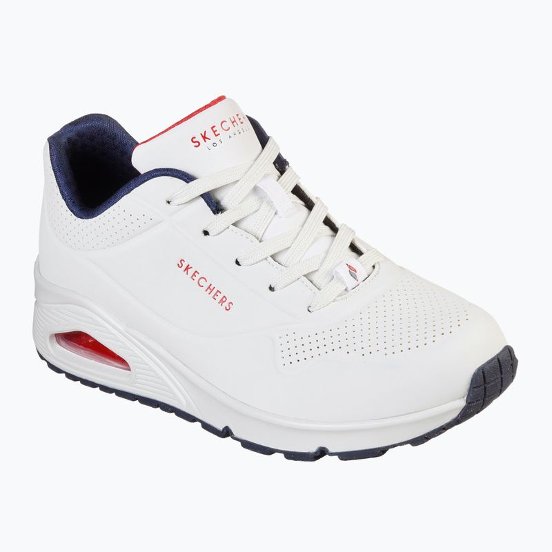 Dámske topánky SKECHERS Uno Stand On Air white durabuck/navy/red trim/mesh