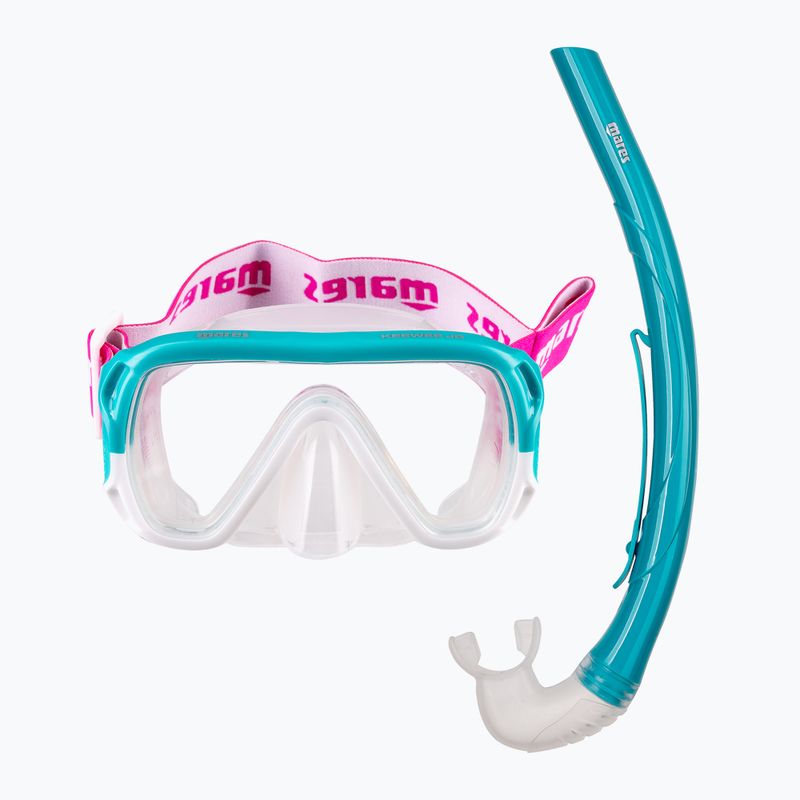Súprava na šnorchlovanie detská Mares Combo Keewee Junior aqua/white/clear