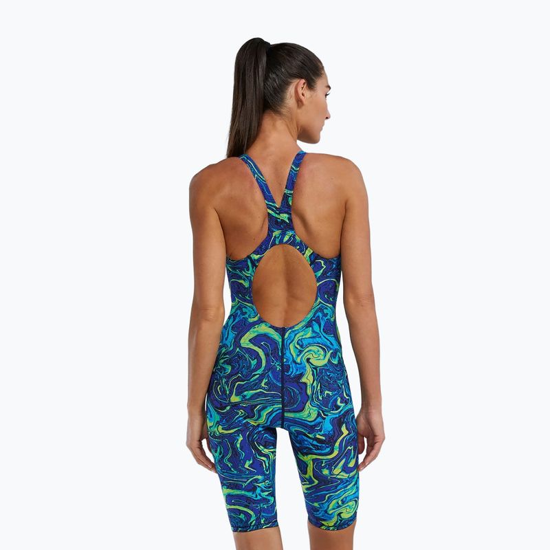 Dámske jednodielne plavky TYR Thresher Open Back Hyperblitz blue/green 2