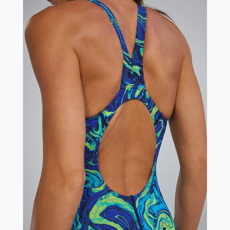 Dámske jednodielne plavky TYR Thresher Open Back Hyperblitz blue/green 6
