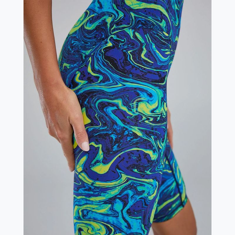Dámske jednodielne plavky TYR Thresher Open Back Hyperblitz blue/green 8