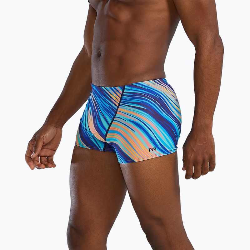 Pánske plavecké boxerky TYR Durafast Elite Riptidal Square Leg teal/orange 3