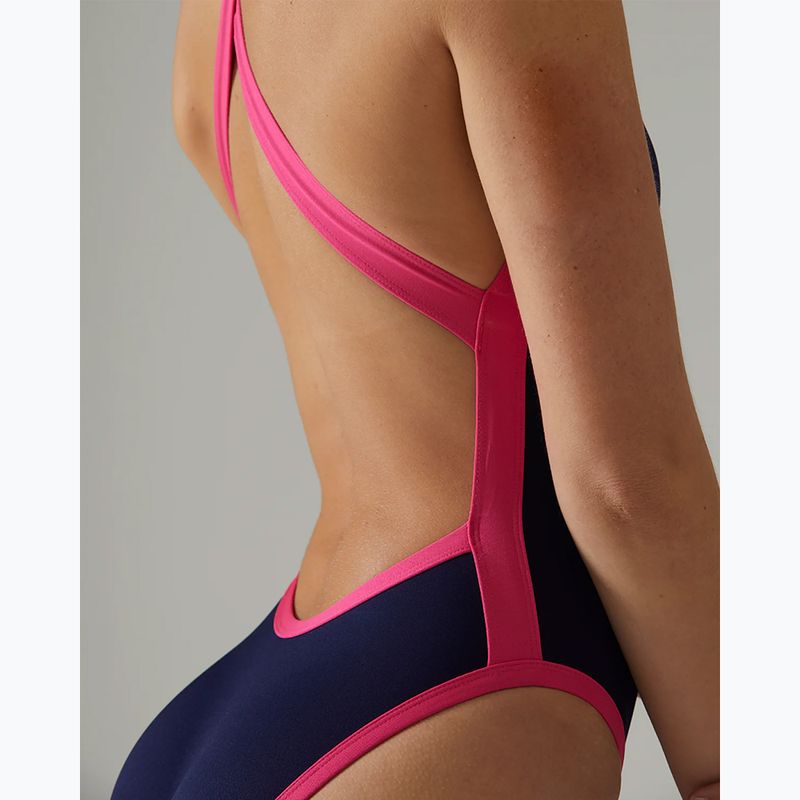 Dámske jednodielne plavky TYR Durafast Elite Wide Strap Openbackfit navy/pink 8