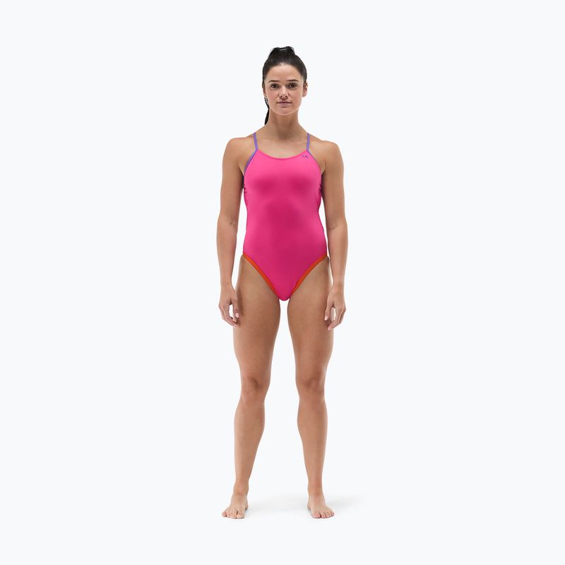 Dámske jednodielne plavky Tyr Multistrap Cutoutfit Durafast Elite pink/multi 2