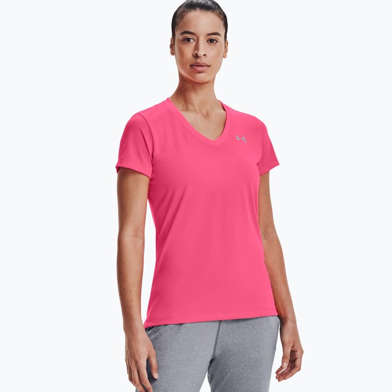 Dámske tréningové tričko Under Armour Tech SSV - Solid 653 ružovo-strieborné 1255839 3