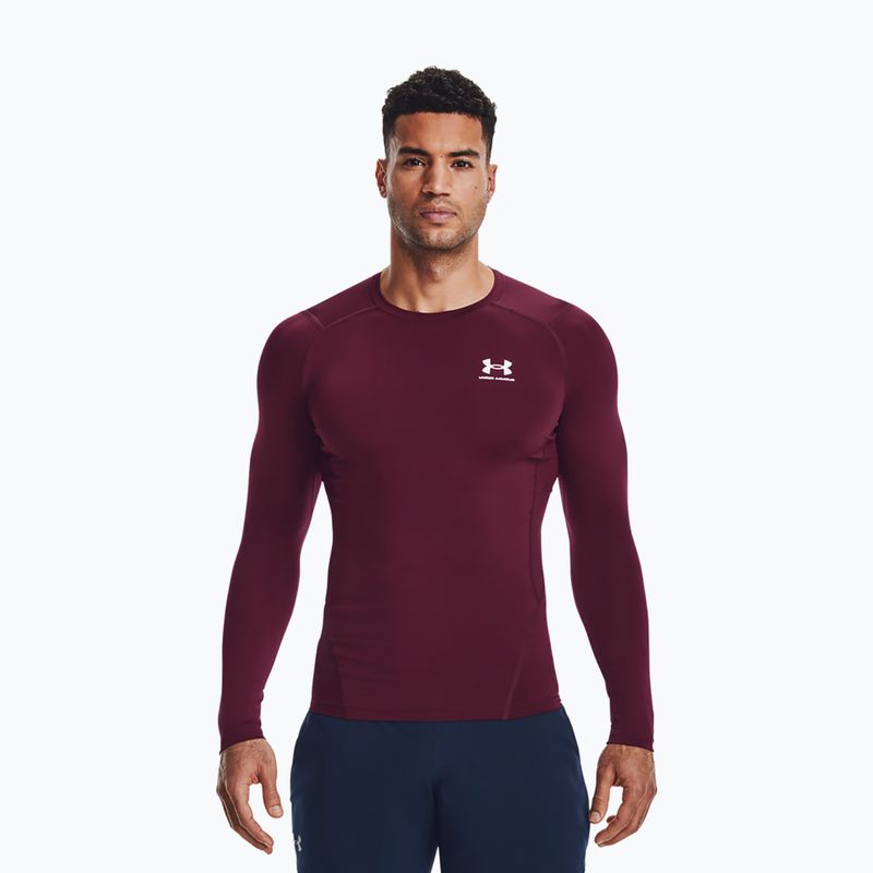 Under Armour pánske tréningové tričko s dlhým rukávom Ua HG Armour Comp LS bordová/biela