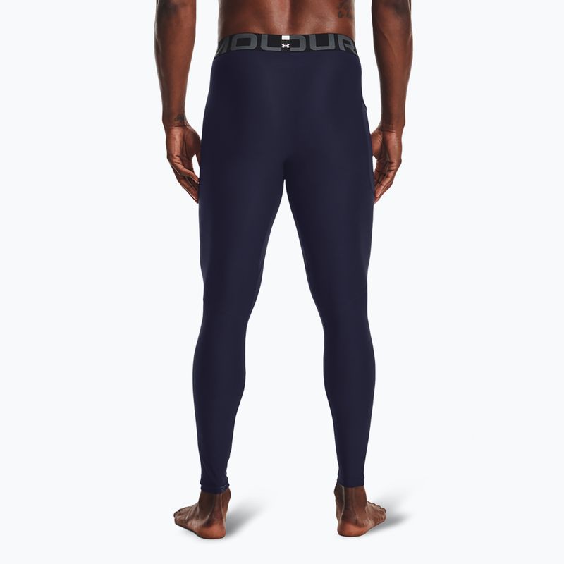 Pánske tréningové legíny Under Armour HeatGear midnight navy/white 3