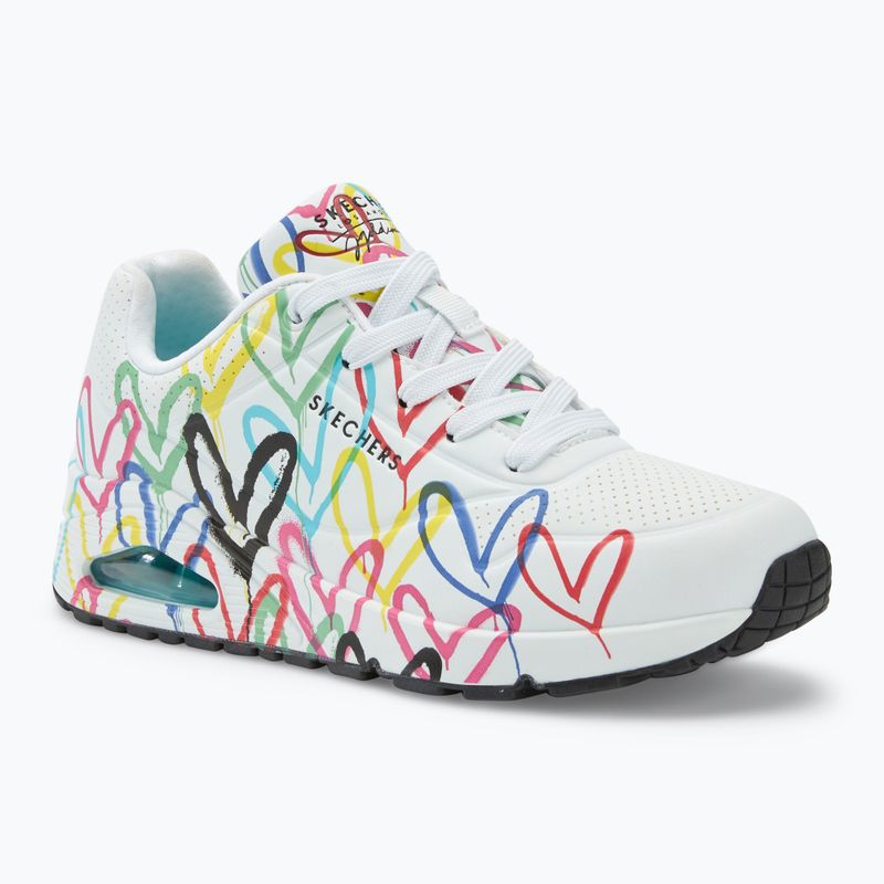 Dámske topánky SKECHERS JGoldcrown Uno Spread The Love white/multicolor