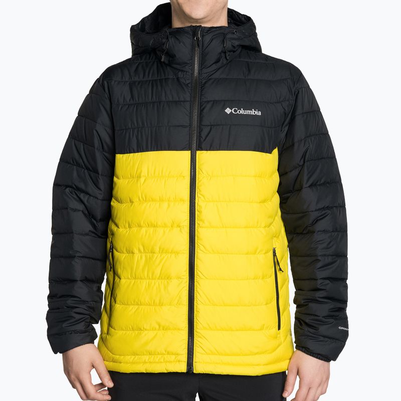 Columbia Powder Lite Pánska páperová bunda s kapucňou black/yellow 1693931