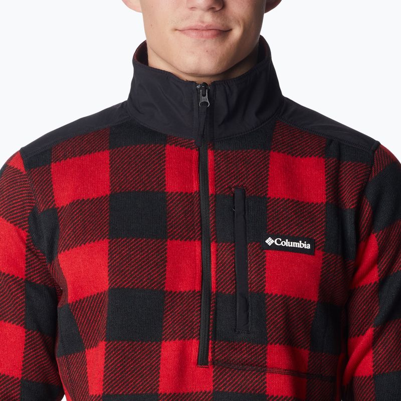 Pánska trekingová mikina Columbia Sweater Weather II Printed mountain red check print 4