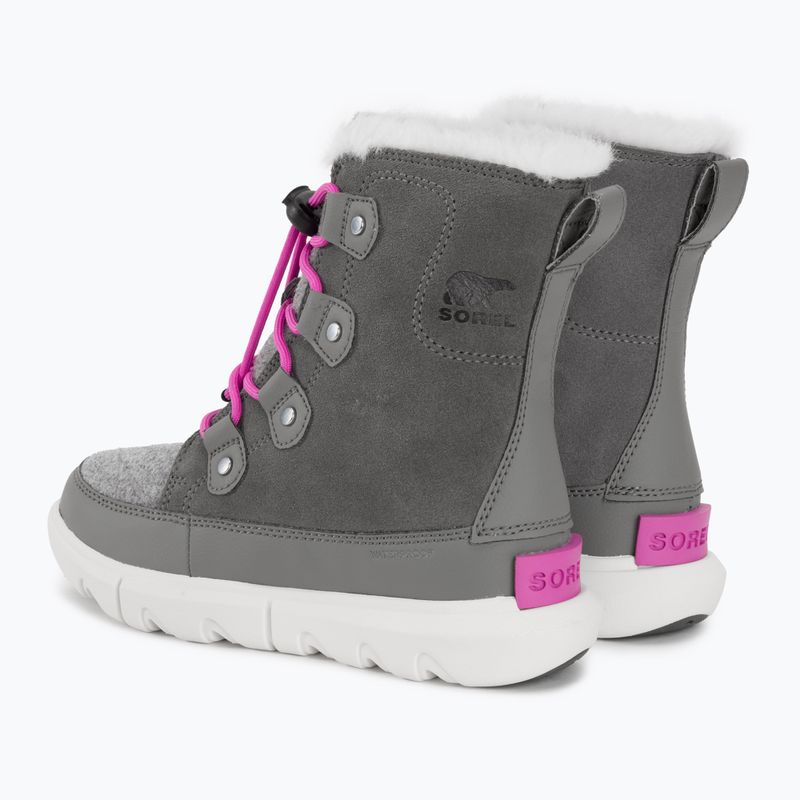 Sorel Sorel Explorer Lace quarry/bright lavender juniorské snehové topánky 3