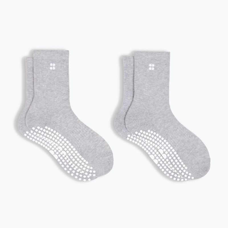 Dámske ponožky Sweaty Betty Pilates Crew Gripper 2 pary light grey marl