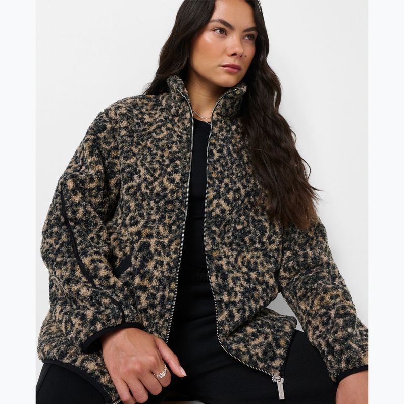 Dámska mikina Sweaty Betty Plush Contrast Zip Up Fleece brown ink leopard print 4